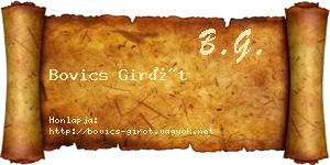Bovics Girót névjegykártya